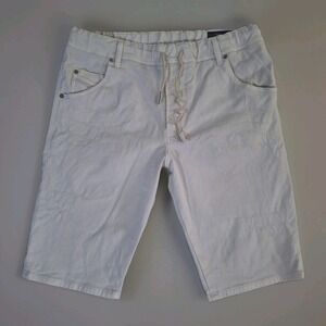 Diesel Jogger Jeans Sweat Shorts Men's 34x12 White Elastic Waist Drawstring